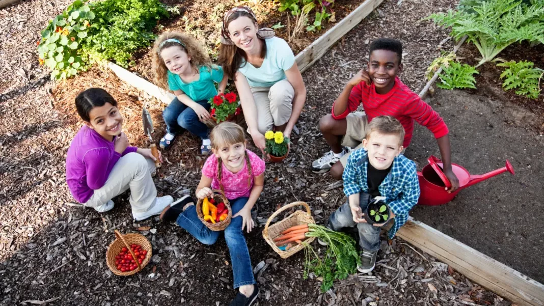 Extracurricular activities - Children in a smiling orchard