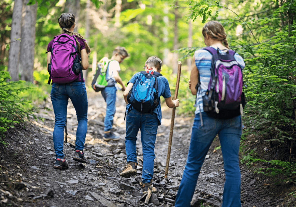 Extracurricular activities in nature - Youngsters walking in the mountains