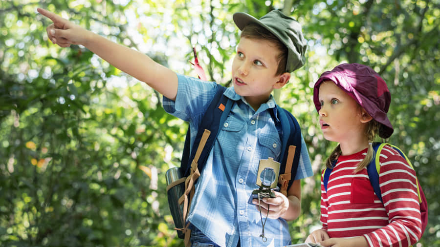 Excursions in nature.
Two children in the mountains 